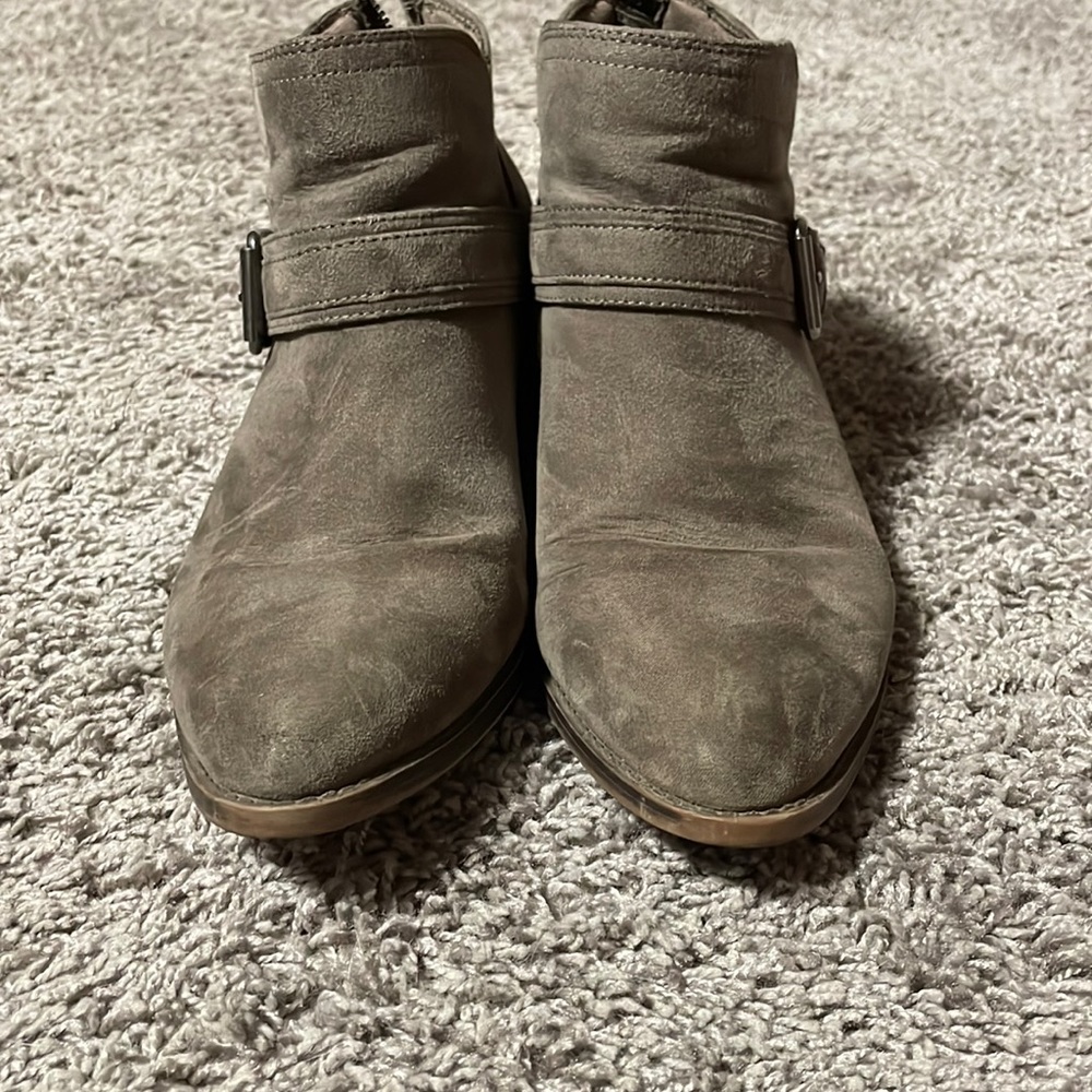 Brown suede booties